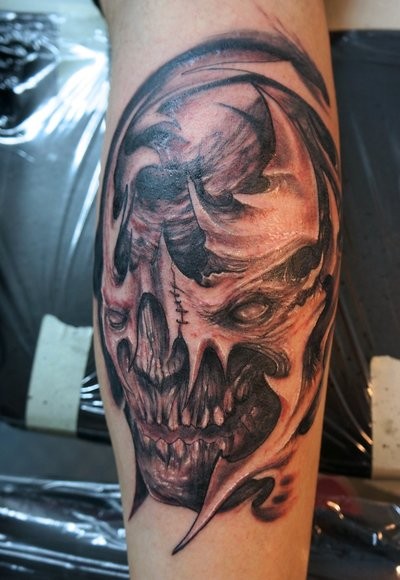 Monster skull tattoo by graynd - Tattooimages.biz